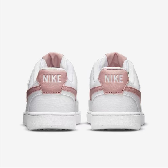 Nike Women's White Rose Pink Court Vision Low Next Nature Street Sneakers W9 - Picture 4 of 5